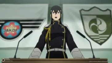 A Defense Force leader at a podium