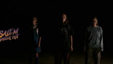 Three teenage girls are barely visable as they emerge from darkness in Sweet Relief