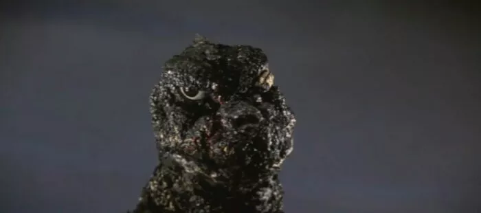 Godzilla, bloodied, his eye burned out, is PISSED