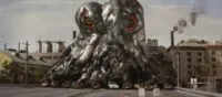 Hedorah attacks cars in a Japanese city