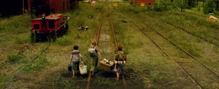 The Abbott family walking