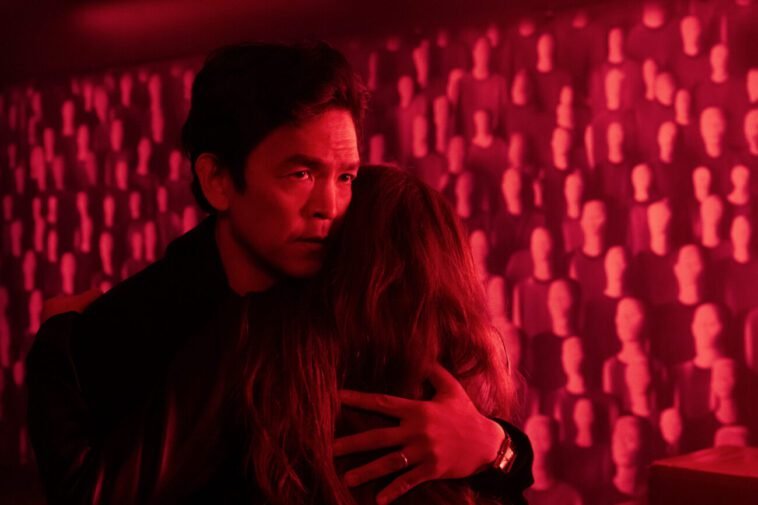 A man hugging a woman