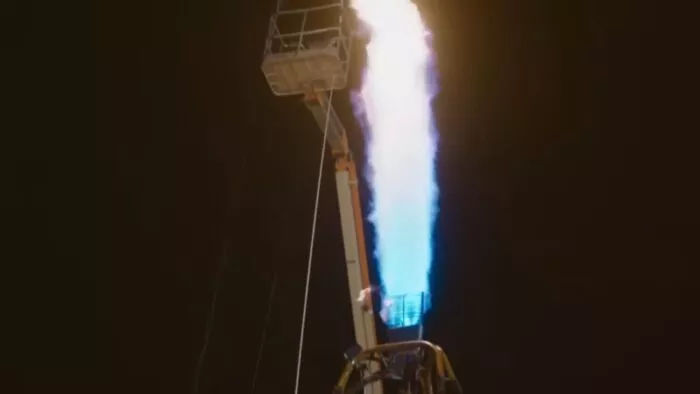 The flame from the hot air balloon burner