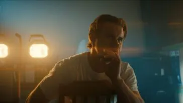 A man putting a finger to his lips