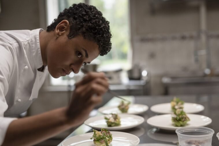 A woman preparing food