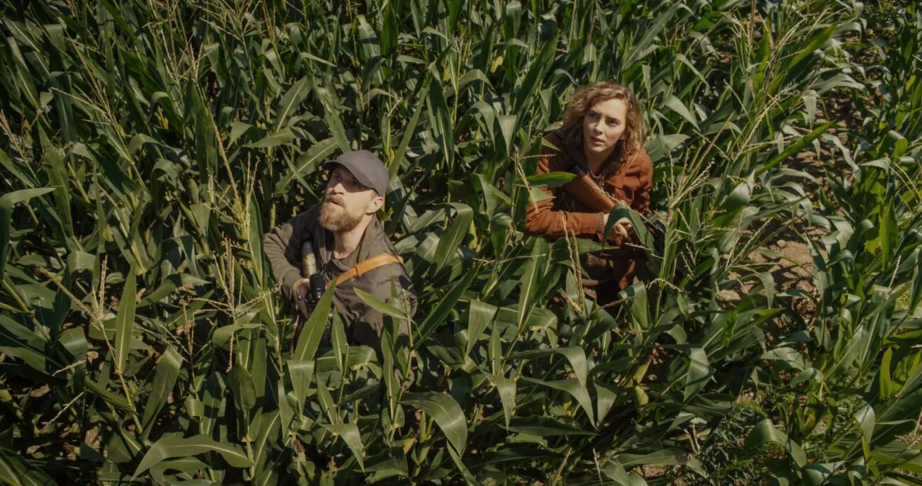 Two people looking up