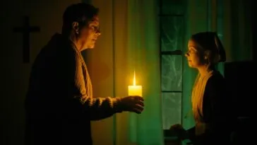 A man and a woman in the dark