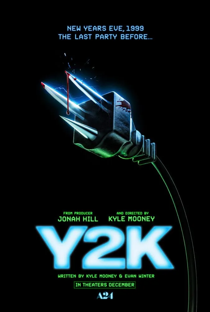 The poster for Y2K shows a three prong power cord, but the prongs are bloodied knives.