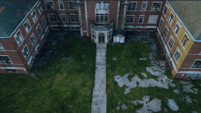The exterior ariel view of the Mental Health Hospital in Devon