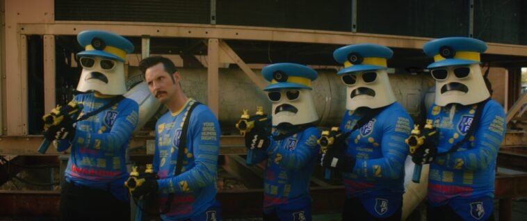 A gang a Clone Cops led by actor Phillip Cordell take aim.
