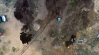 Top down view of the team working at the Bead Site.