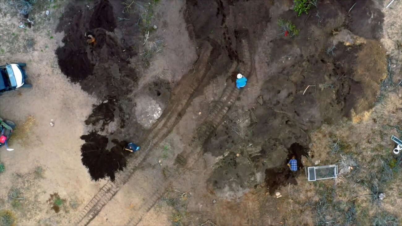 Top down view of the team working at the Bead Site.