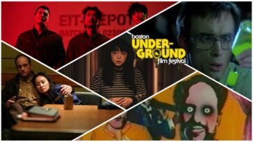 A collage of film stills playing at the 25th annual Boston Underground Film Festival