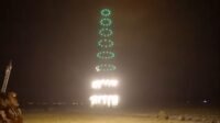 The pyro drones light off row by row