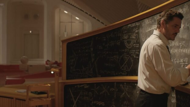 Reed Richards/Mr. Fantastic writing on a chalkboard