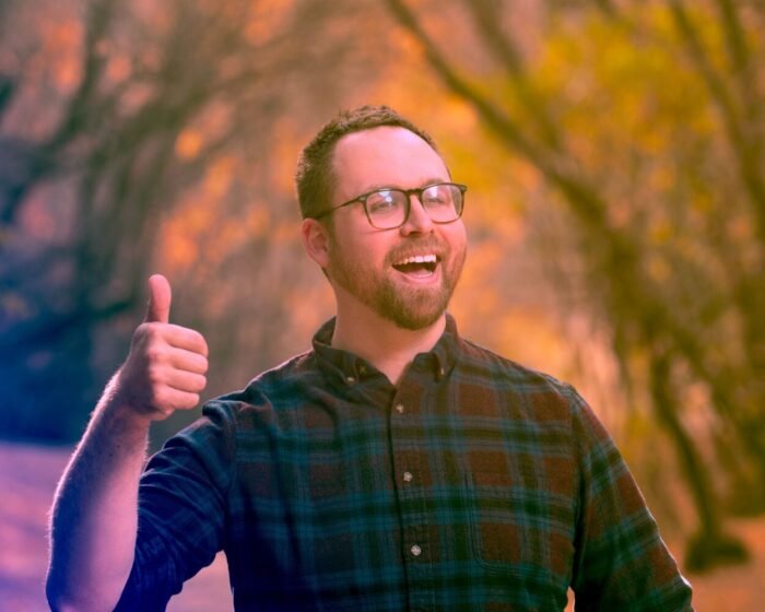 Director Simon Glassman gives a thumbs up