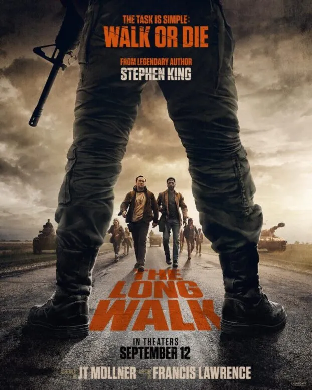 The Major stands in the frame of the poster, with the boys walking in the foreground, shown beneath his legs.