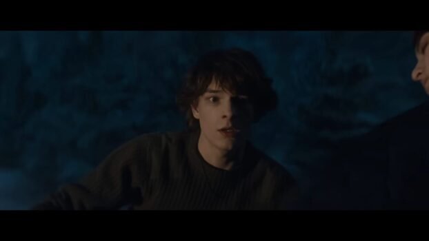 Finney (Mason Thames) looks into the camera, shocked.