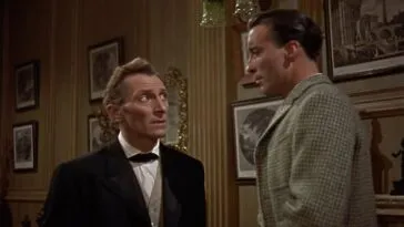 Two men talking in 1959’s The Hound of the Baskervilles
