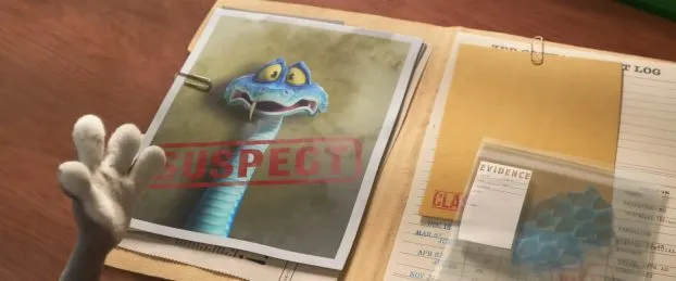 A picture of Gary De' Snake in a folder with a suspect stamp on him.