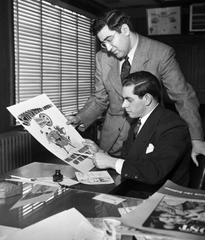 Jerry Siegel and Joe Shuster, the co-creators of Superman, working together on Superman.